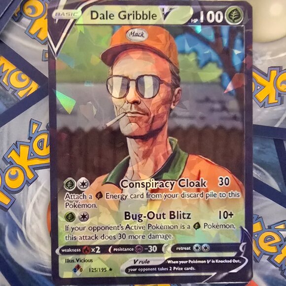 Dale Gribble Pokemon Card - King Of The Hill - V Basic Card - Picture 1 of 8